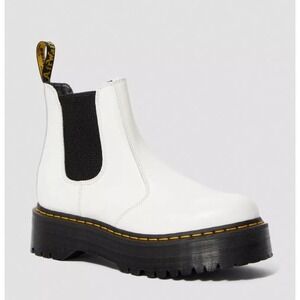 Dr. Martens White Chelsea Boots with Black Sole